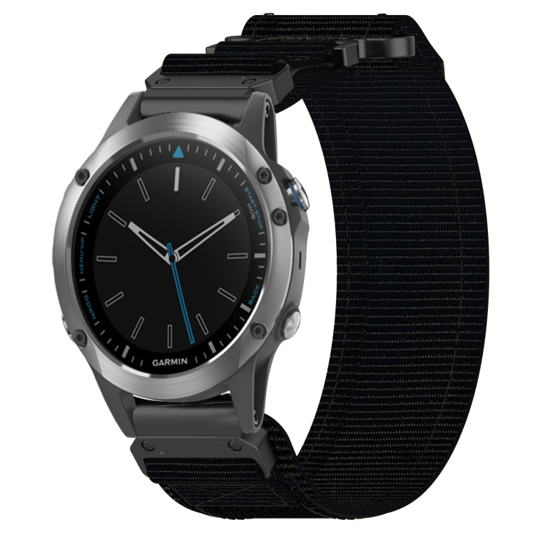 For Garmin Quatix 5 22mm Nylon Hook And Loop Fastener Watch Band(Black) by bashfashion