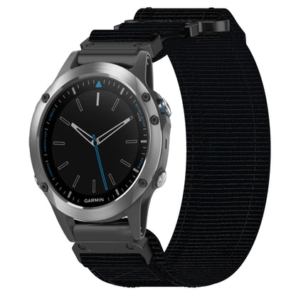 For Garmin Quatix 5 22mm Nylon Hook And Loop Fastener Watch Band(Black) by bashfashion