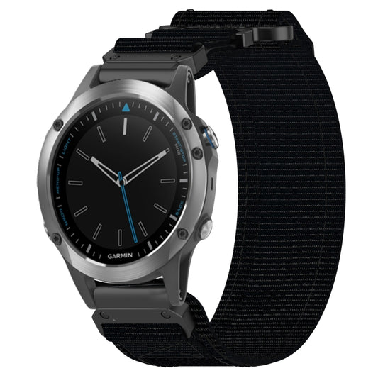 For Garmin Quatix 5 22mm Nylon Hook And Loop Fastener Watch Band(Black) by bashfashion