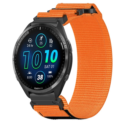 For Garmin Forerunner 965 22mm Nylon Hook And Loop Fastener Watch Band(Orange) by bashfashion