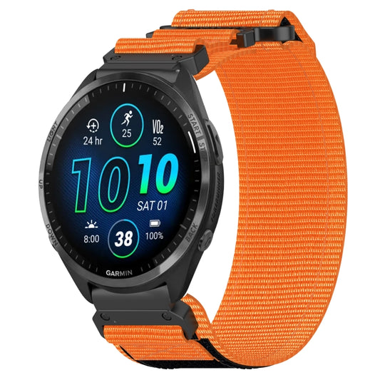 For Garmin Forerunner 965 22mm Nylon Hook And Loop Fastener Watch Band(Orange) by bashfashion