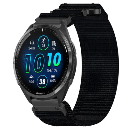 For Garmin Forerunner 965 22mm Nylon Hook And Loop Fastener Watch Band(Black) by bashfashion