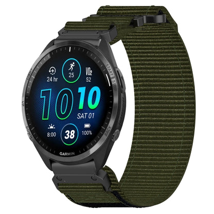 For Garmin Forerunner 965 22mm Nylon Hook And Loop Fastener Watch Band(Army Green) by bashfashion