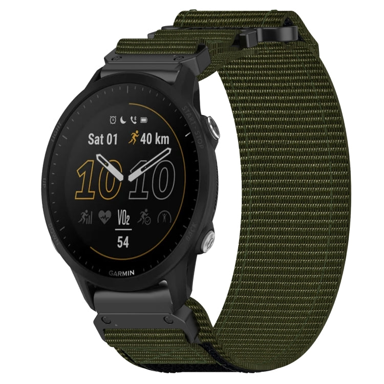 For Garmin Forerunner 955 22mm Nylon Hook And Loop Fastener Watch Band(Army Green) by bashfashion
