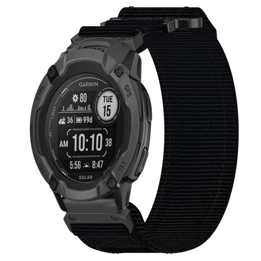 For Garmin Instinct 2 22mm Nylon Hook And Loop Fastener Watch Band(Black) by bashfashion