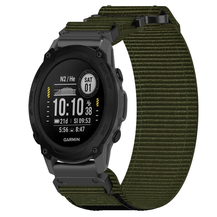 For Garmin Descent G1 22mm Nylon Hook And Loop Fastener Watch Band(Army Green) by bashfashion