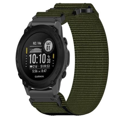 For Garmin Descent G1 22mm Nylon Hook And Loop Fastener Watch Band(Army Green) by bashfashion