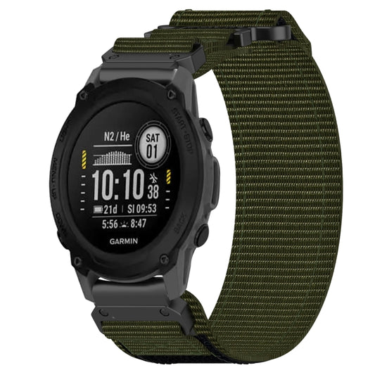 For Garmin Descent G1 22mm Nylon Hook And Loop Fastener Watch Band(Army Green) by bashfashion