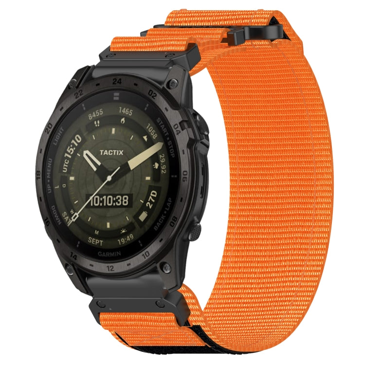 For Garmin Tactix 7 AMOLED 26mm Nylon Hook And Loop Fastener Watch Band(Orange) by bashfashion