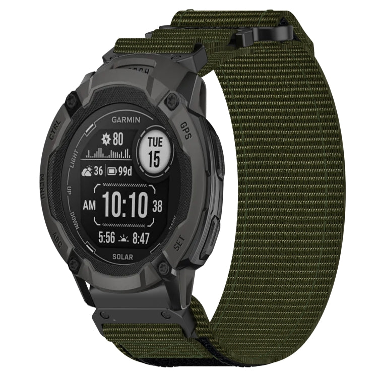 For Garmin Instinct 2X Solar 26mm Nylon Hook And Loop Fastener Watch Band(Army Green) by bashfashion