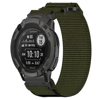 For Garmin Instinct 2X Solar 26mm Nylon Hook And Loop Fastener Watch Band(Army Green) by bashfashion