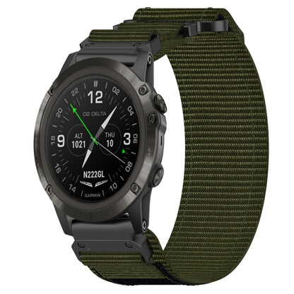 For Garmin D2 Delta PX 26mm Nylon Hook And Loop Fastener Watch Band(Army Green) by bashfashion
