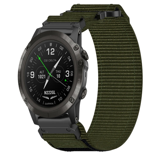 For Garmin D2 Delta PX 26mm Nylon Hook And Loop Fastener Watch Band(Army Green) by bashfashion