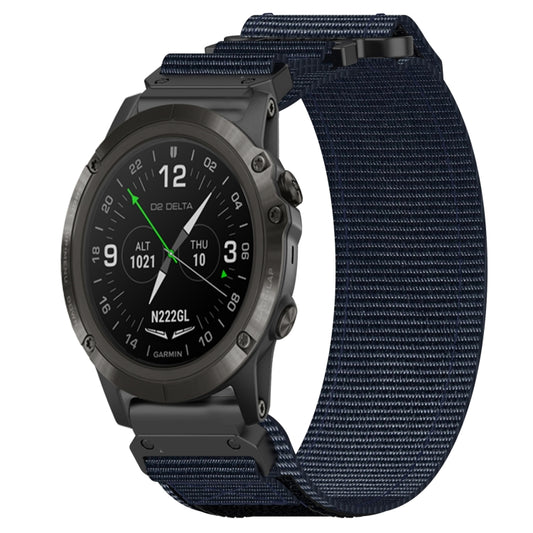 For Garmin D2 Delta PX 26mm Nylon Hook And Loop Fastener Watch Band(Blue) by bashfashion