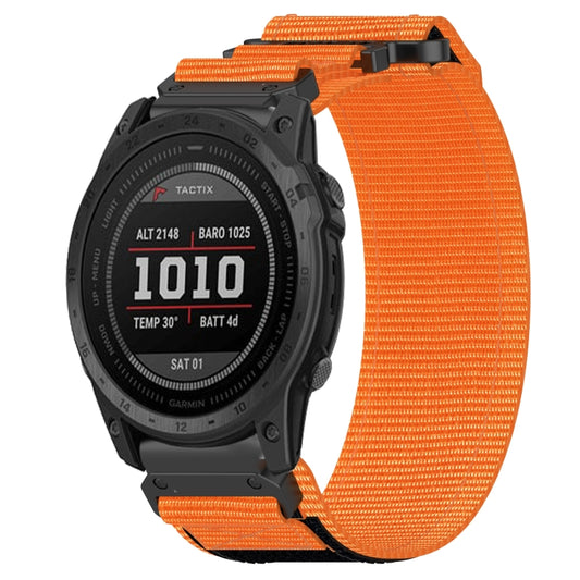 For Garmin Tactix 7 Pro 26mm Nylon Hook And Loop Fastener Watch Band(Orange) by bashfashion