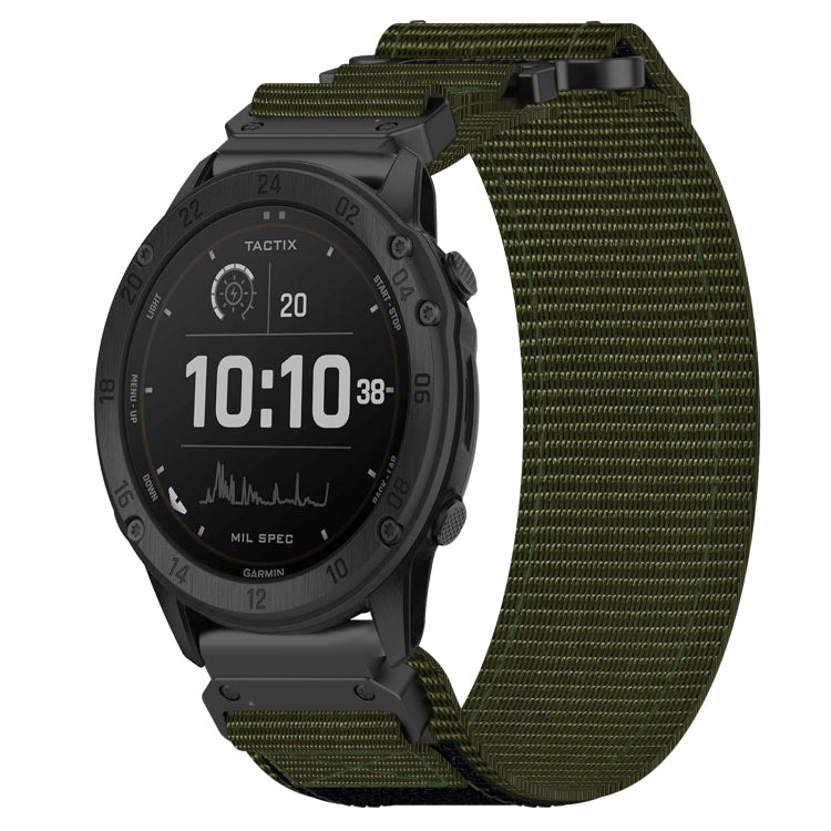 For Garmin Tactix Delta 26mm Nylon Hook And Loop Fastener Watch Band(Army Green) by bashfashion