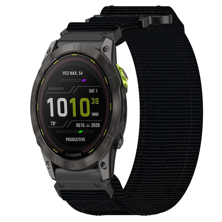 For Garmin Enduro 2 26mm Nylon Hook And Loop Fastener Watch Band(Black) by bashfashion