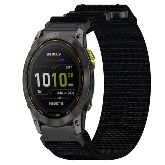 For Garmin Enduro 2 26mm Nylon Hook And Loop Fastener Watch Band(Black) by bashfashion