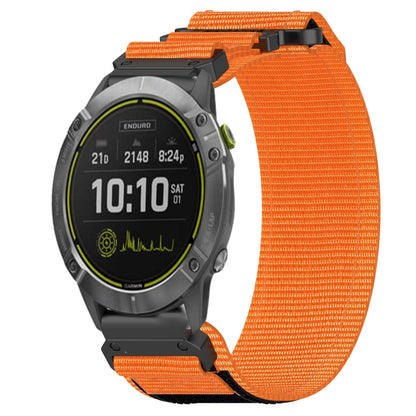 For Garmin Enduro 26mm Nylon Hook And Loop Fastener Watch Band(Orange) by bashfashion