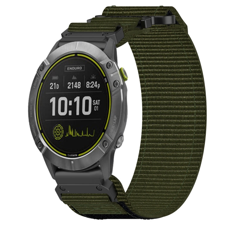 For Garmin Enduro 26mm Nylon Hook And Loop Fastener Watch Band(Army Green) by bashfashion