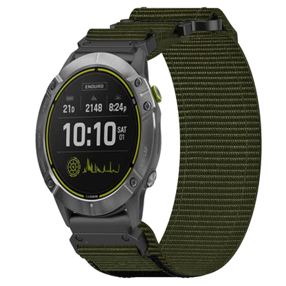 For Garmin Enduro 26mm Nylon Hook And Loop Fastener Watch Band(Army Green) by bashfashion