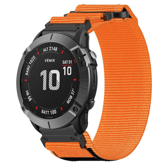 For Garmin Fenix 6X Pro 26mm Nylon Hook And Loop Fastener Watch Band(Orange) by bashfashion