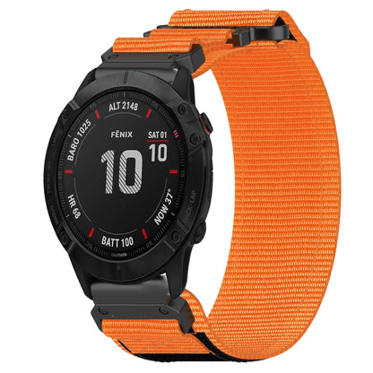 For Garmin Fenix 6X Sapphire 26mm Nylon Hook And Loop Fastener Watch Band(Orange) by bashfashion