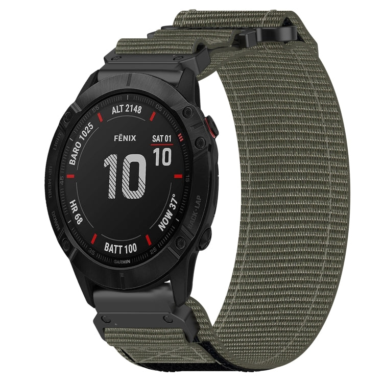 For Garmin Fenix 6X Sapphire 26mm Nylon Hook And Loop Fastener Watch Band(Grey) by bashfashion