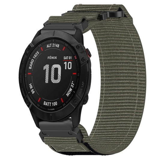 For Garmin Fenix 6X Sapphire 26mm Nylon Hook And Loop Fastener Watch Band(Grey) by bashfashion