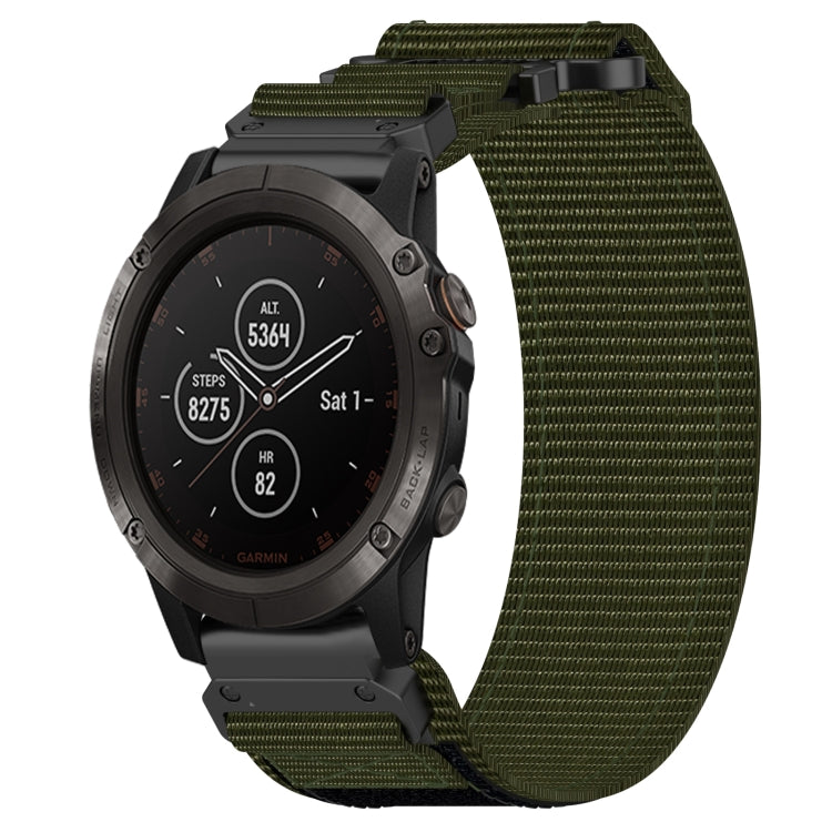 For Garmin Fenix 5X Plus 26mm Nylon Hook And Loop Fastener Watch Band(Army Green) by bashfashion