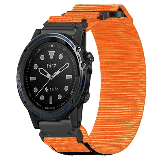 For Garmin Descent MK 1 26mm Nylon Hook And Loop Fastener Watch Band(Orange) by bashfashion
