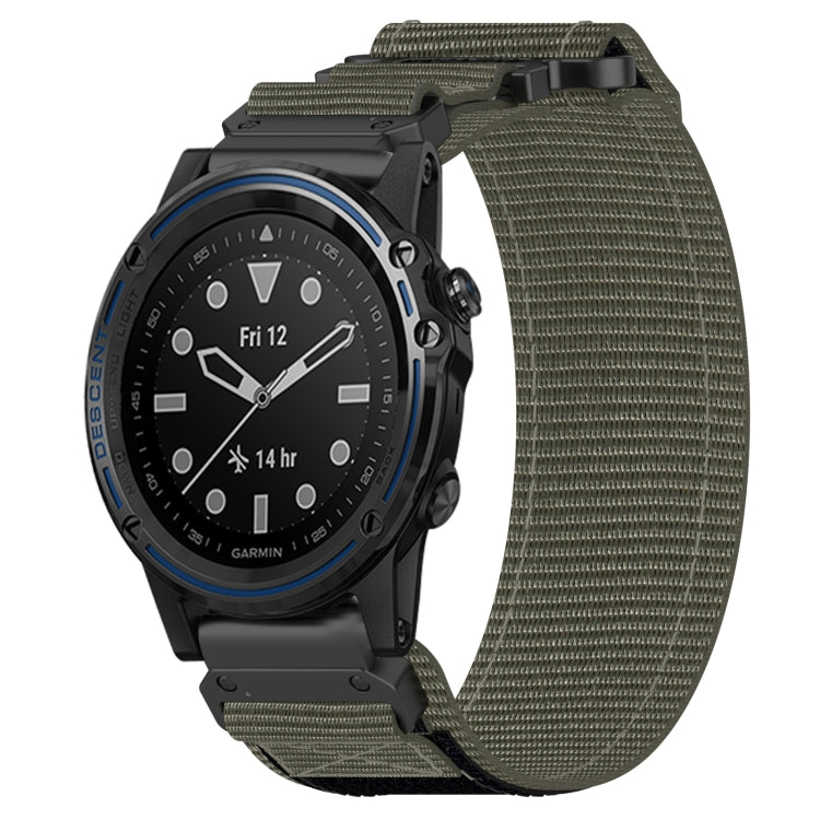 For Garmin Descent MK 1 26mm Nylon Hook And Loop Fastener Watch Band(Grey) by bashfashion