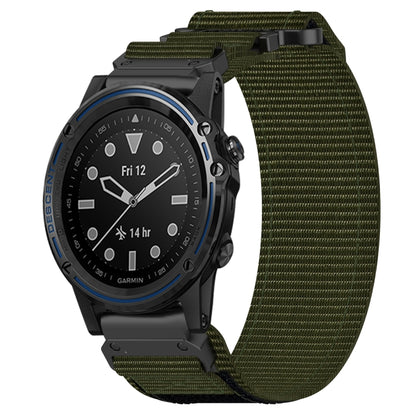 For Garmin Descent MK 1 26mm Nylon Hook And Loop Fastener Watch Band(Army Green) by bashfashion