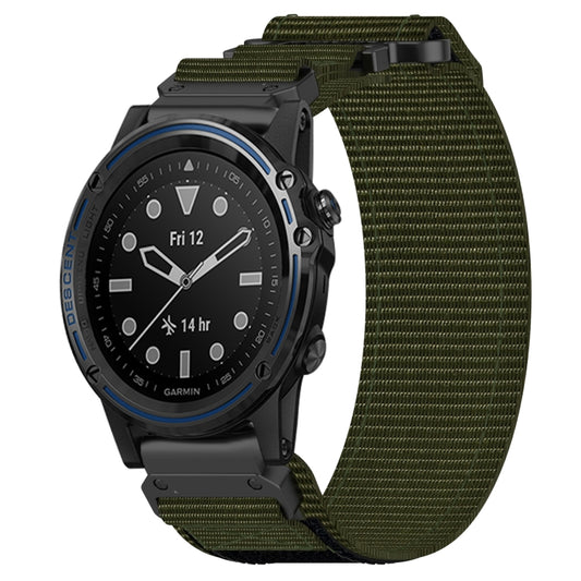 For Garmin Descent MK 1 26mm Nylon Hook And Loop Fastener Watch Band(Army Green) by bashfashion