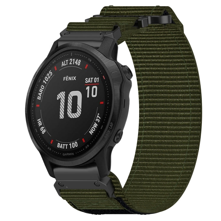 For Garmin Fenix 6S Pro 20mm Nylon Hook And Loop Fastener Watch Band(Army Green) by bashfashion