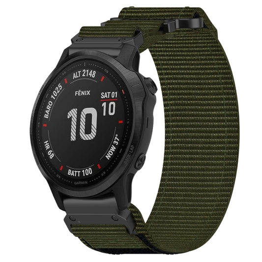 For Garmin Fenix 6S Pro 20mm Nylon Hook And Loop Fastener Watch Band(Army Green) by bashfashion