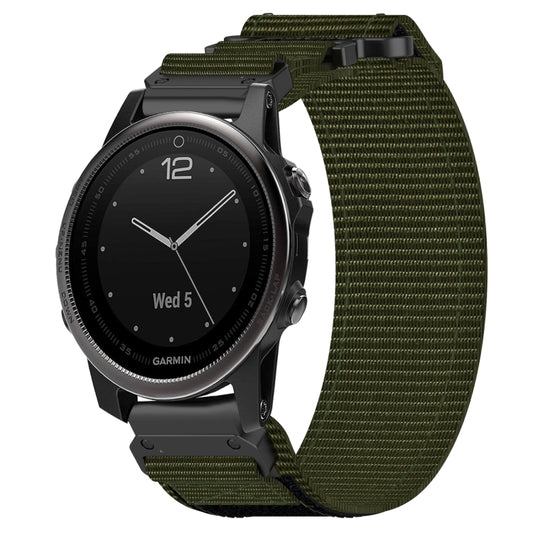 For Garmin Fenix 5S 20mm Nylon Hook And Loop Fastener Watch Band(Army Green) by bashfashion