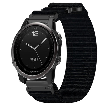 For Garmin Fenix 5S Plus 20mm Nylon Hook And Loop Fastener Watch Band(Black) by bashfashion