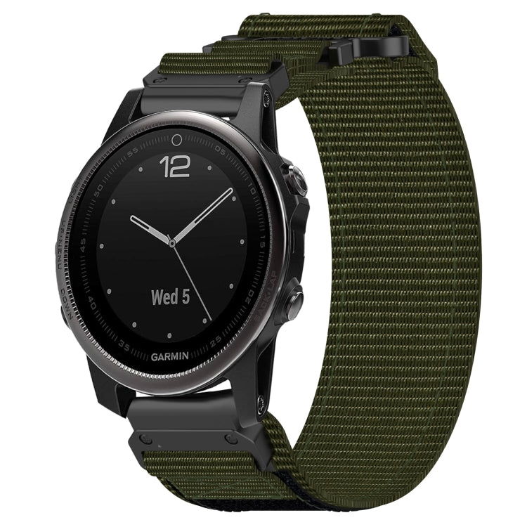 For Garmin Fenix 5S Plus 20mm Nylon Hook And Loop Fastener Watch Band(Army Green) by bashfashion