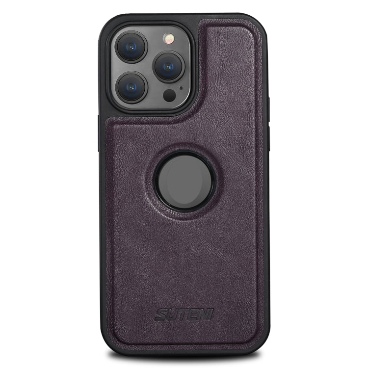 For iPhone 14 Suteni G1 Magsafe Leather Back Phone Case(Purple) by Suteni