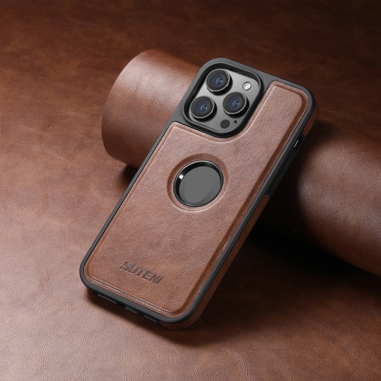 For iPhone 15 Suteni G1 Magsafe Leather Back Phone Case(Brown) by Suteni