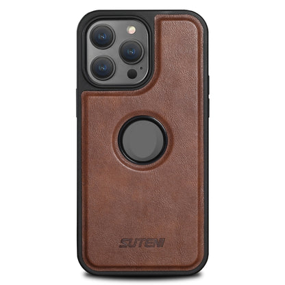 For iPhone 15 Pro Suteni G1 Magsafe Leather Back Phone Case(Brown) by Suteni