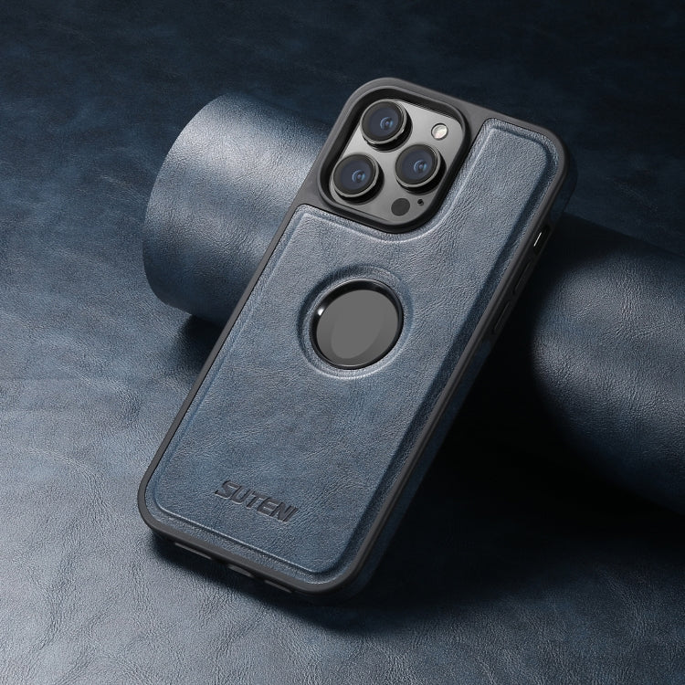 For iPhone 16 Suteni G1 Magsafe Leather Back Phone Case(Blue) by Suteni