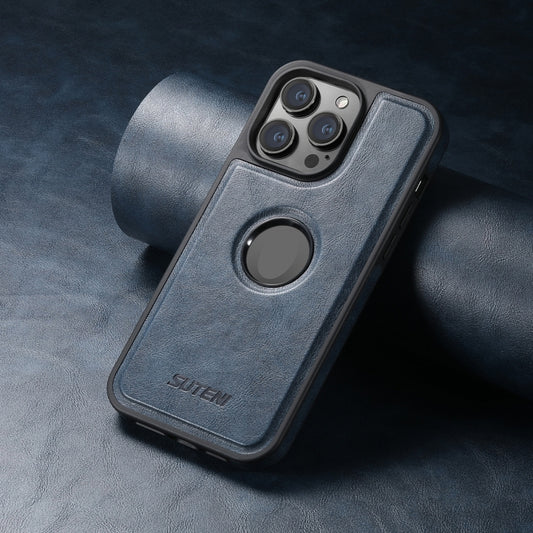 For iPhone 16 Pro Suteni G1 Magsafe Leather Back Phone Case(Blue) by Suteni