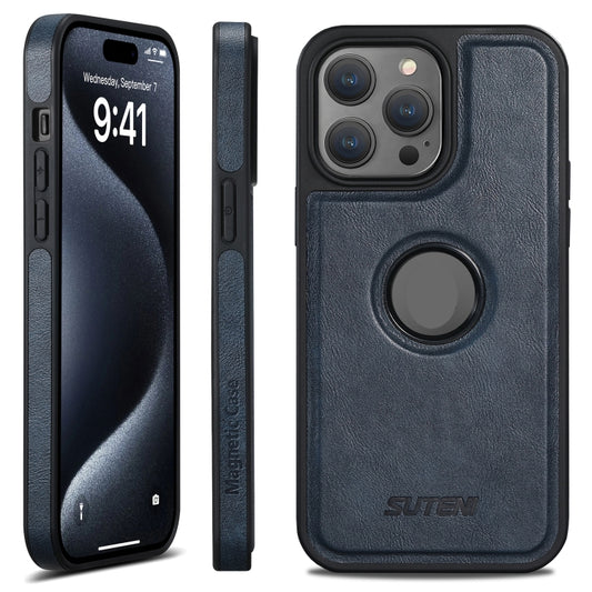 For iPhone 16 Pro Max Suteni G1 Magsafe Leather Back Phone Case(Blue) by Suteni