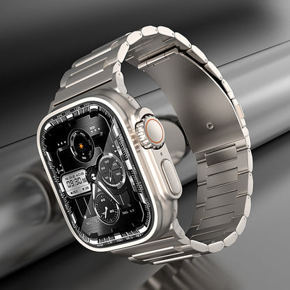 For Apple Watch Series 9 45mm I-Shaped Titanium Watch Band(Black) by bashfashion