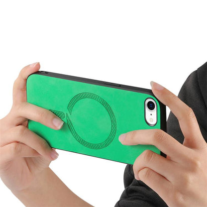 For iPhone 16e Solid Color Retro Magsafe PU Back Cover Phone Case(Green) by bashfashion