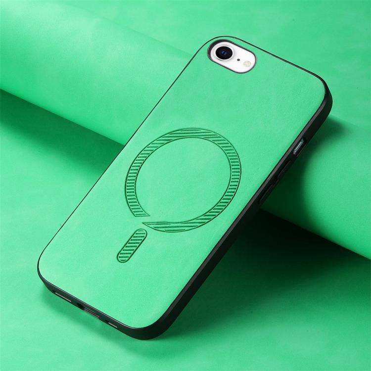 For iPhone 16e Solid Color Retro Magsafe PU Back Cover Phone Case(Green) by bashfashion