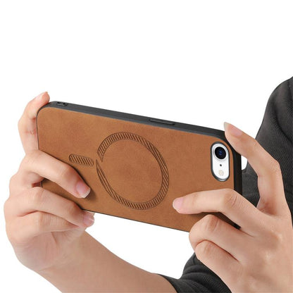 For iPhone 16e Solid Color Retro Magsafe PU Back Cover Phone Case(Brown) by bashfashion