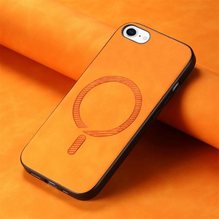 For iPhone 16e Solid Color Retro Magsafe PU Back Cover Phone Case(Yellow) by bashfashion